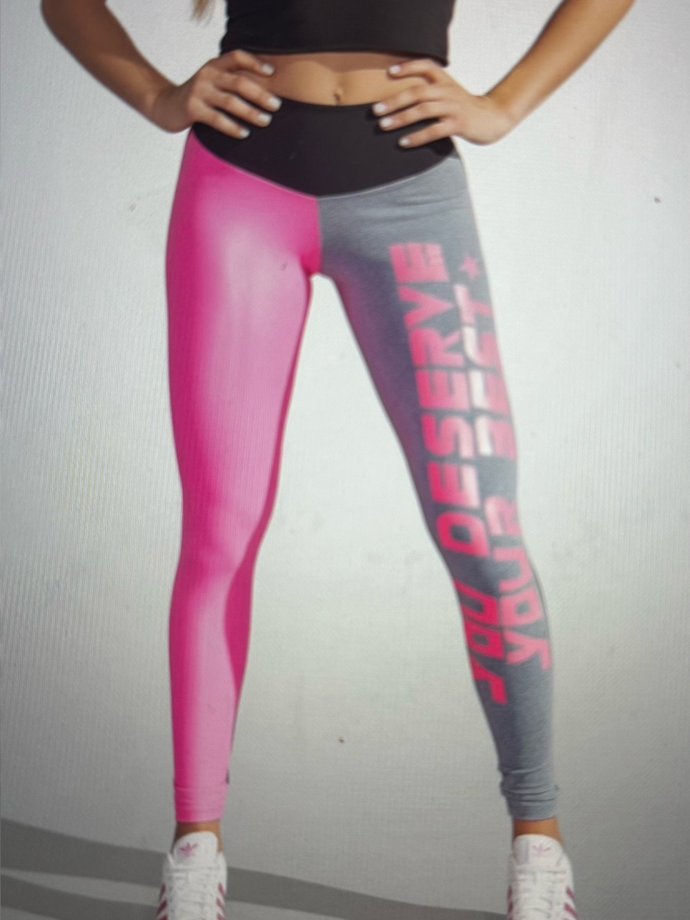 Body By Brazil Workout Leggings SuperHot Best Pink/Black Sz SM